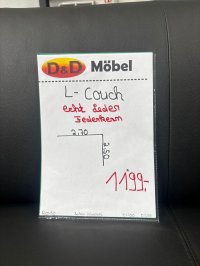 Ecksofa Leder Schwarz Federkern Einzelstück - Bild 3