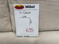 Ecksofa Cord beige mit Wellenfederung & losen Kissen - Bild 2