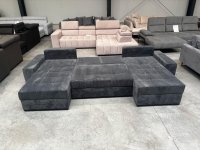 Wohnlandschaft U-Form Cord Grau mit Schlaffunktion & Bettkasten - Bild 2