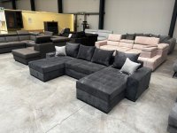 Wohnlandschaft U-Form Cord Grau mit Schlaffunktion & Bettkasten - Bild 5