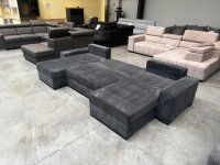 Wohnlandschaft U-Form Cord Grau mit Schlaffunktion & Bettkasten - Bild 6