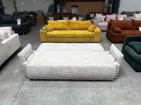 Schlafsofa Cord Beige mit Bettkasten & Federkern - Bild 7