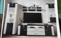 Wohnwand 4-tlg. Weiß Graphit mit LED - Bild 1
