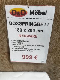 Boxspringbett 180x200 cm mit 2 Bettkästen & Topper - Bild 3