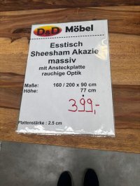 Ausziehbarer Esstisch Sheesham massiv 160-200x90 cm - Bild 3