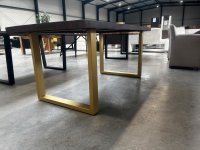 Massivholztisch Mangoholz 180x90 cm Fischgrät Goldgestell - Bild 2