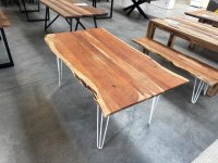 Massivholztisch Akazie 160x90 cm Baumkante Haarnadelgestell - Bild 1
