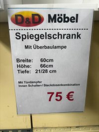 Spiegelschrank 60 cm mit LED-Lampe & Steckdose - Bild 3