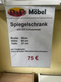 Spiegelschrank 60 cm LED Lampe Schwarz Weiß - Bild 3
