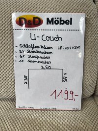 Wohnlandschaft Beige U-Form mit Schlaffunktion & Bettkästen - Bild 4