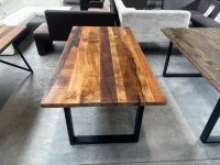 Massivholztisch Mango 180x90 cm, schwarzes Metallgestell - Bild 2