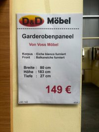 Voss Garderobenpaneel Balkaneiche/Eiche Bianco 80x183 cm - Bild 2