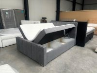 Boxspringbett 160x200 cm Grau mit 2 Bettkästen & Topper - Bild 7