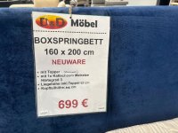 Boxspringbett 160x200 cm Blau mit Gel-Topper H3 - Bild 3