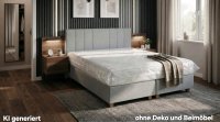 Boxspringbett 160x200 cm Grau mit Gel-Topper & Kaltschaum H3 - Bild 1