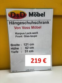 Voss Hänge-Schuhschrank Glasfront Taupe/Weiß 121 cm - Bild 4