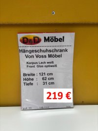 Voss Hänge-Schuhschrank Glasfront 121cm Weiß - Bild 4