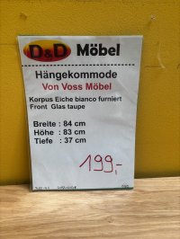 Voss Hänge-Schuhschrank Eiche Bianco / Taupe Glasfront - Bild 4