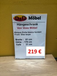 Voss Hänge-Garderobe Eiche Bianco / Taupe Glasfront - Bild 4