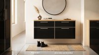 Hänge-Schuhschrank Voss Möbel Eiche Bianco Anthrazit Glasfront - Bild 1