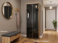 Voss Möbel Hänge-Garderobe Eiche Bianco Anthrazit Glasfront - Bild 1