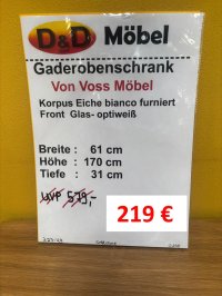 Voss Hänge-Garderobe Eiche Bianco / Optiweiß Glas - Bild 4