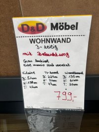3-tlg. Wohnwand Grau/Eiche - Neuware - Bild 3