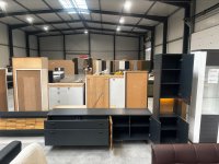 3-tlg. Wohnwand Grau/Eiche - Neuware - Bild 5