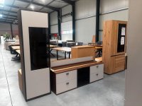 3-teilige Wohnwand Nussbaum/Weiß mit Softclose - Bild 6