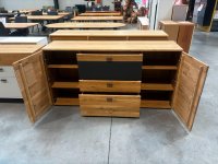 Sideboard Alteiche teilmassiv Grauglas 180 cm - Bild 4