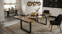 Massivholztisch Altholz 180x90 cm mit Glasplatte - Bild 1
