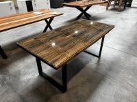 Massivholztisch Altholz 180x90 cm mit Glasplatte - Bild 2