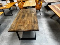 Massivholztisch Altholz 180x90 cm mit Glasplatte - Bild 5