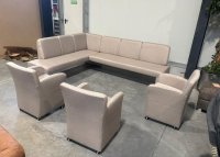 Eckbankgruppe 4-tlg. Beige mit 3 Loungesesseln - Bild 4