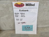 Elegante Eckbank Cordstoff Beige 244x157 cm - Bild 3