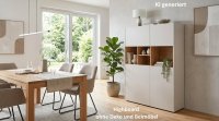 Highboard Kaschmir / Eiche furniert mit LED - Bild 1