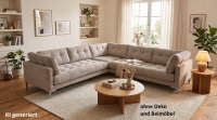 Ecksofa Cordstoff Beige mit 8 Kissen - Bild 1