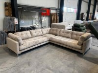 Ecksofa Cordstoff Beige mit 8 Kissen - Bild 2