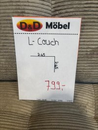 Ecksofa Cordstoff Beige mit 8 Kissen - Bild 3