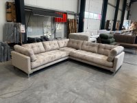 Ecksofa Cordstoff Beige mit 8 Kissen - Bild 4