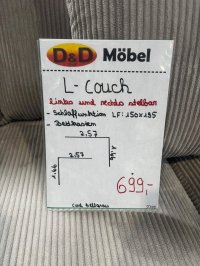 Schlafcouch Cord Hellgrau mit Bettkasten & Schlaffunktion - Bild 3