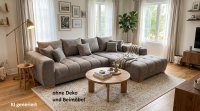 Ecksofa Chenille Grau mit Kissen & Massivholzfüßen - Bild 1