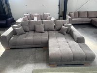 Ecksofa Chenille Grau mit Kissen & Massivholzfüßen - Bild 4