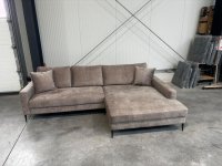 Ecksofa Samt Taupe mit Wellenfederung - Bild 4