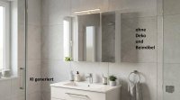 Spiegelschrank 80 cm mit LED Lampe & Steckdose - Weiß - Bild 1