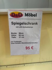 Spiegelschrank 80 cm mit LED Lampe & Steckdose - Weiß - Bild 3