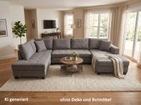 Wohnlandschaft Schlafsofa Grau mit Bettkasten & Schlaffunktion - Bild 1