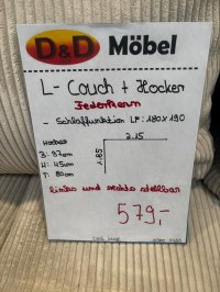 Eckcouch Cord Beige mit Hocker & Schlaffunktion - Bild 3