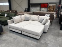 Eckcouch Cord Beige mit Hocker & Schlaffunktion - Bild 4