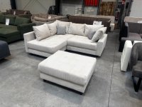 Eckcouch Cord Beige mit Hocker & Schlaffunktion - Bild 5